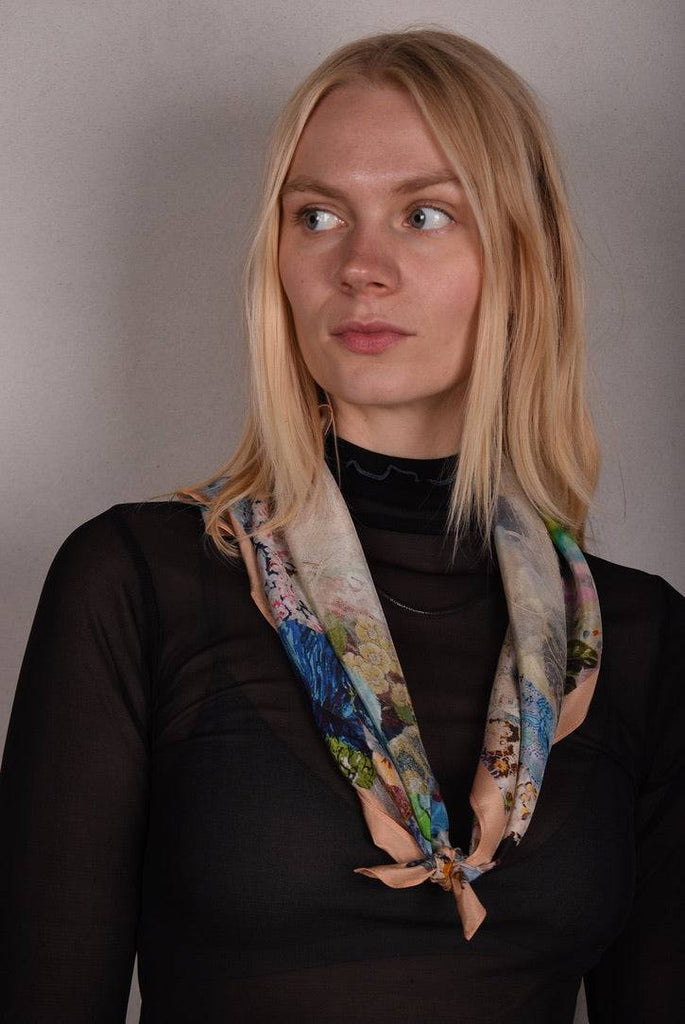 Artist Scarf. Silk Crepe-de-Chine 70X70 cm. "Angel, Peach" - Tone Barker Silk