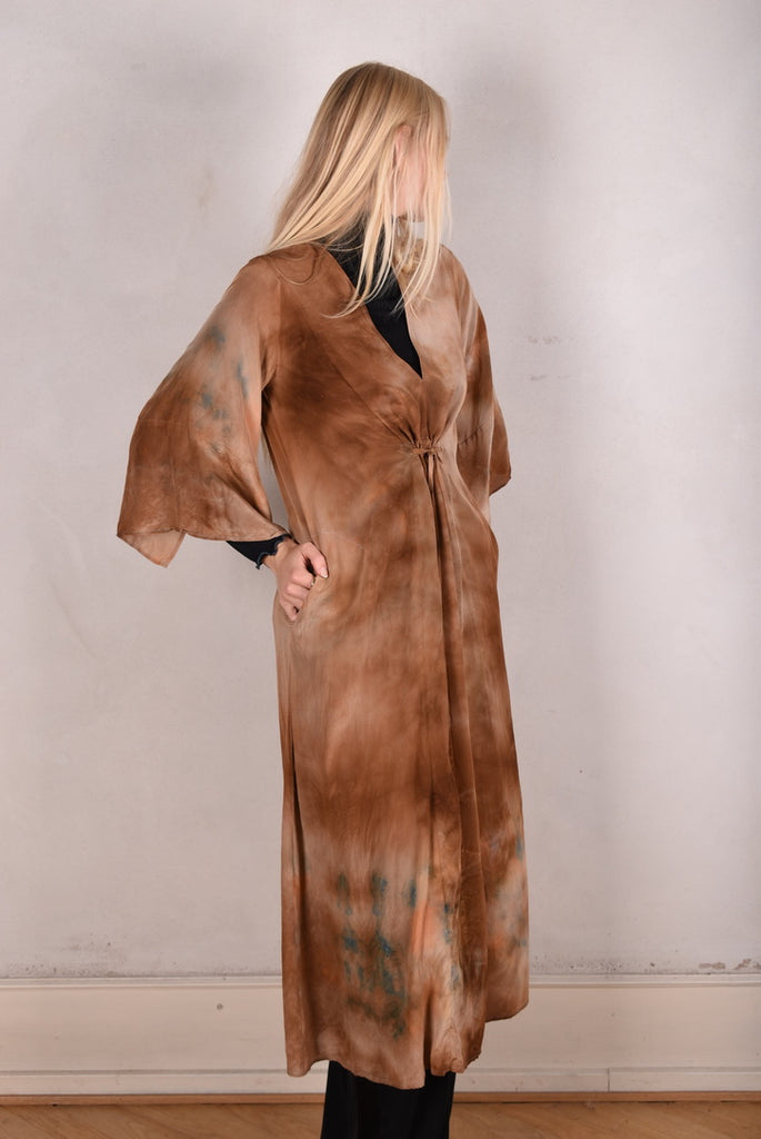 So-Long-cdc. Maxi tunic-caftan style dress in 100% silk. "Tie-dye-Dessert" - Tone Barker Silk
