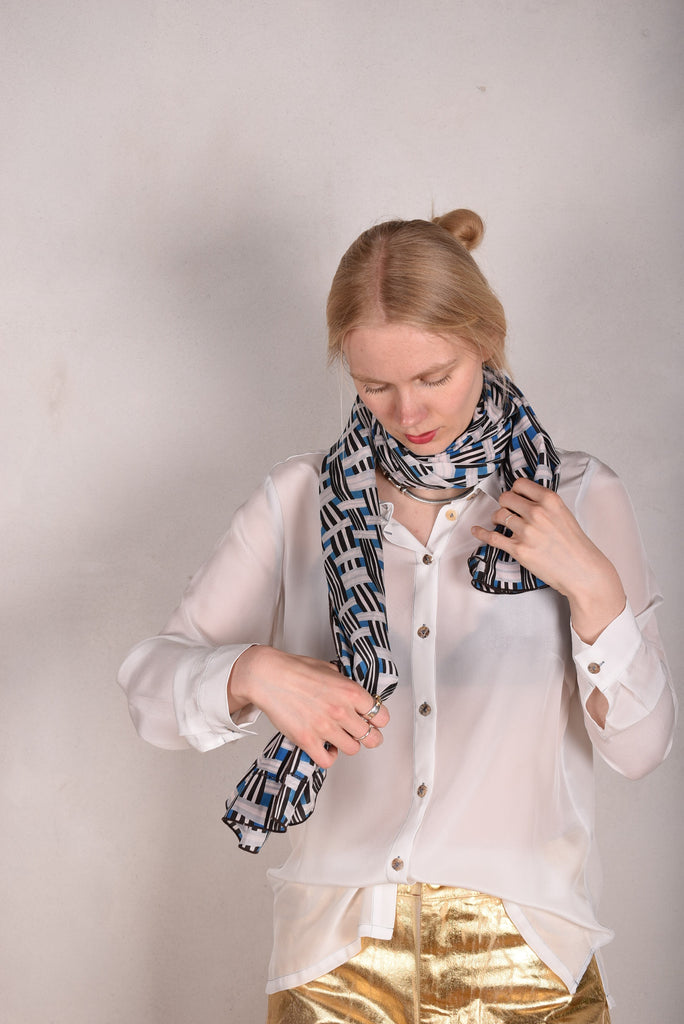 Artist Scarf. Silk Crepe-de-Chine 70X200 cm. "Blasket" by Boeje Barker - Tone Barker Silk