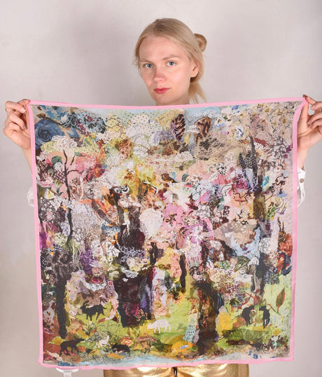 Artist Scarf. Silk Crepe-de-Chine 70X70 cm. "Val-de-Nulle" - Tone Barker Silk