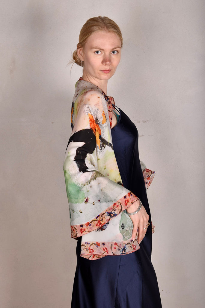 Artist Scarf/shawl in 100% silk Crepe-de-Chine. Print "Dancers" by Nulle Oigaard - Tone Barker Silk