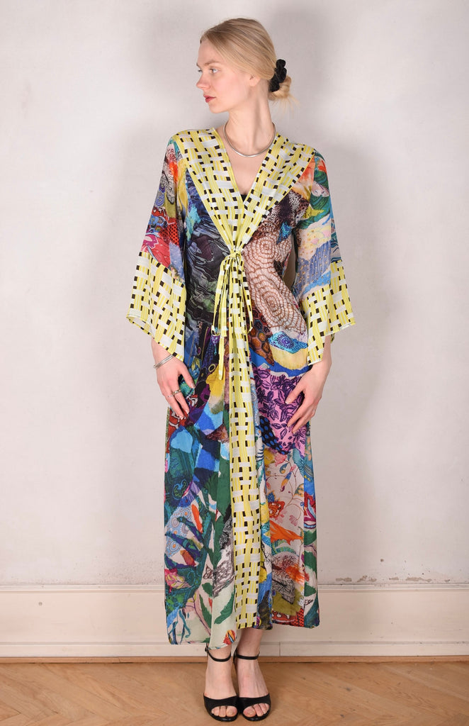 So-Long-cdc. Maxi tunic-caftan style dress in 100% silk. "Giadams/Yasket" combination. - Tone Barker Silk
