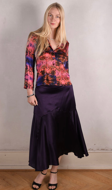 Skirt-Nulle in Silk stretch satin. Nigh Purple - Tone Barker Silk