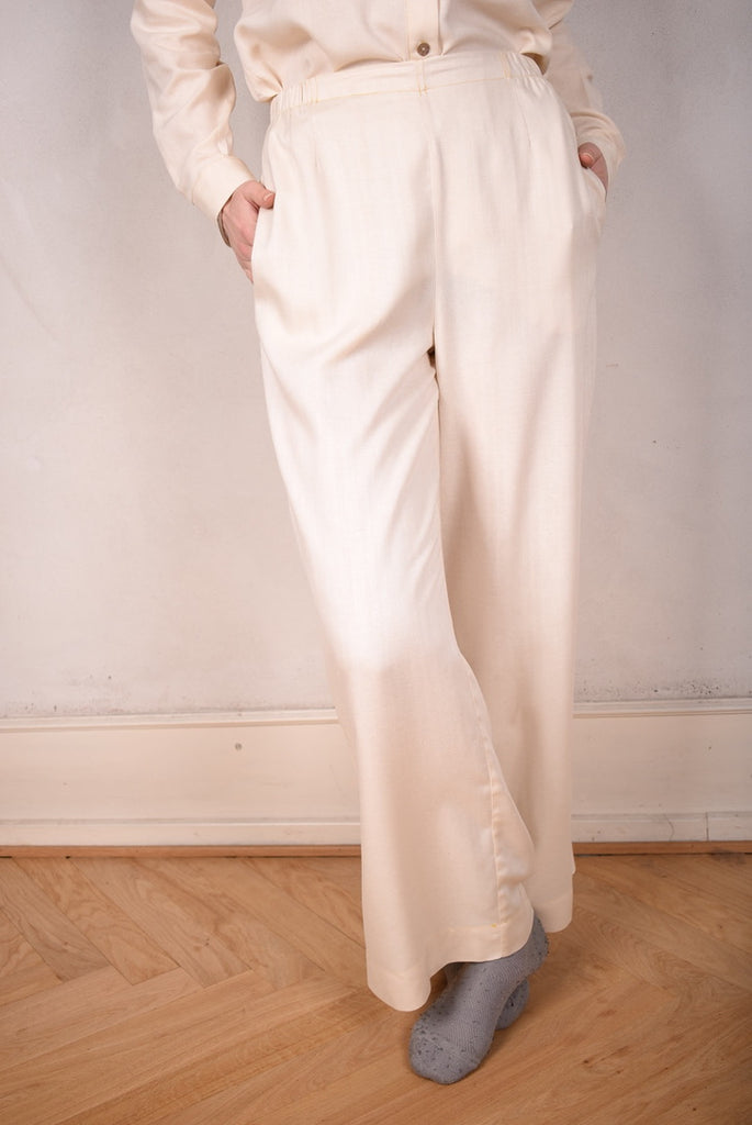 Norah, Wide legged  trousers Noil Silk/viscose mix. "Off-white"
