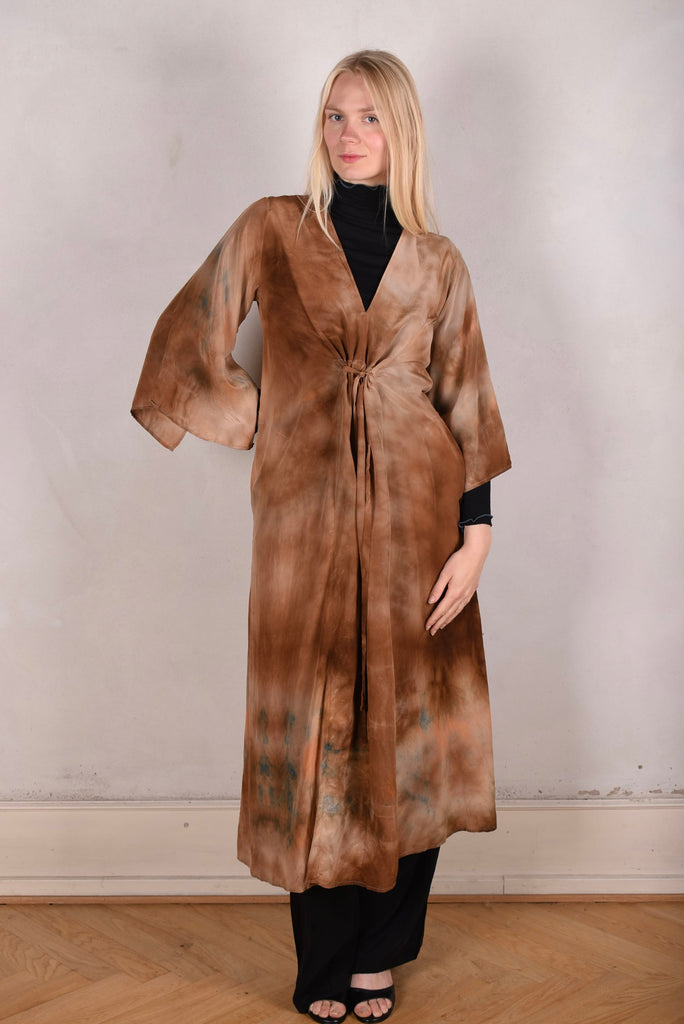 So-Long-cdc. Maxi tunic-caftan style dress in 100% silk. "Tie-dye-Dessert" - Tone Barker Silk