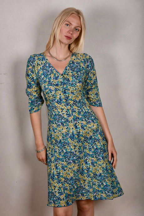 "Marge" 100% silk Crepe de Chine "Blue" - Tone Barker Silk