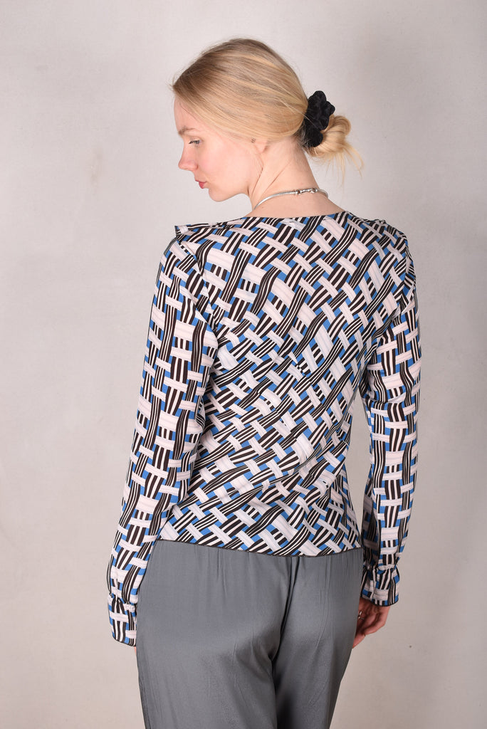 Palma - Silk shirt with Volant, Print:  "Blasket" (by Boje Barker) - Tone Barker Silk