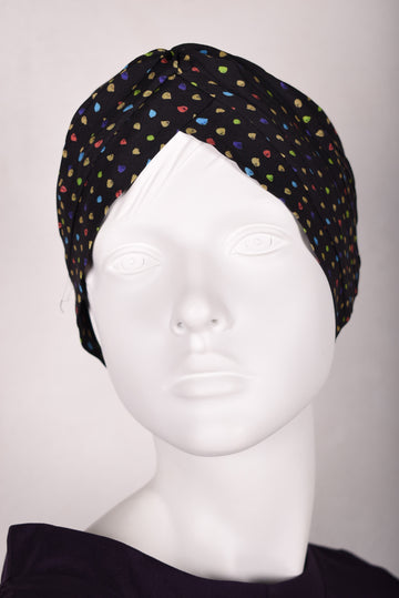 Turban in stretch silk (95%silk-5%elastane) print "Blears" - Tone Barker Silk