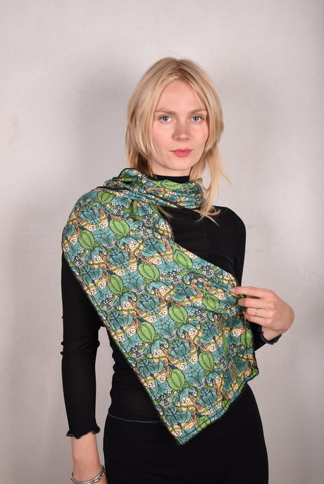 Noil silk/viscose mix double scarf (two layers) 33 x 160 cm with print "Nowlie" - Tone Barker Silk