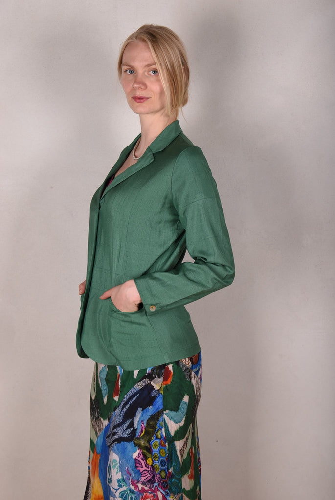 T-Blaze. Jacket/shirt in 100% Tussah silk. Col.: Sea-Green - Tone Barker Silk