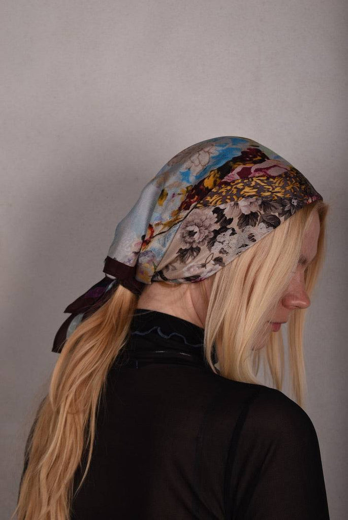 Artist Scarf. Silk Crepe-de-Chine 70X70 cm. "Angel, Aubergine" - Tone Barker Silk