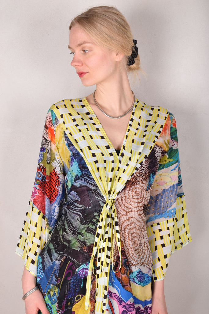 So-Long-cdc. Maxi tunic-caftan style dress in 100% silk. "Giadams/Yasket" combination. - Tone Barker Silk
