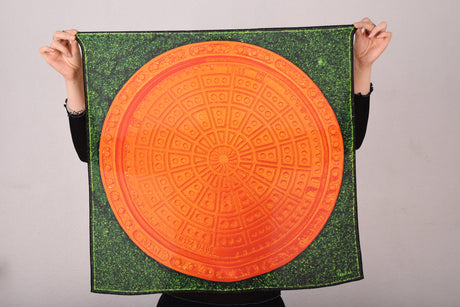 Artist Scarf. Silk Crepe-de-Chine 68X68 cm. "Orange EN-124" By Jens Raadal - Tone Barker Silk