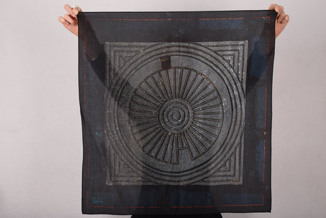 Artist Scarf. Silk Crepe-de-Chine 68X68 cm. "Circle/Square" By Jens Raadal - Tone Barker Silk