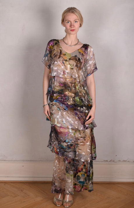San-Frida The magic dress in spring/summer version. Print: "Megangel" - Tone Barker Silk
