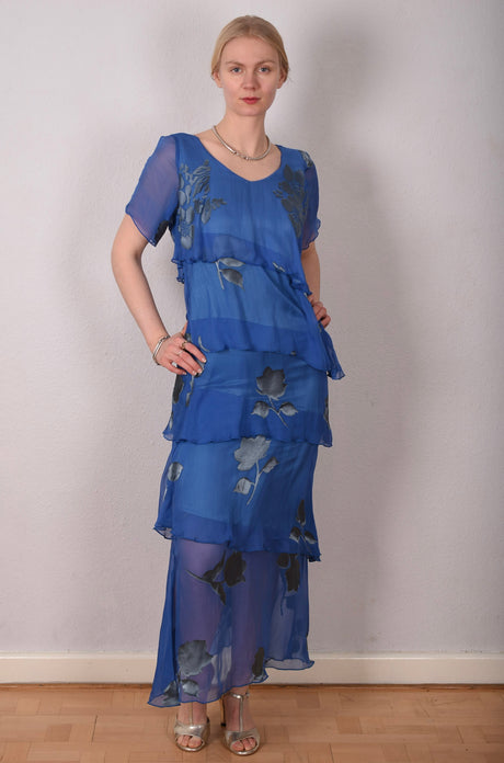 San-Frida The magic dress in spring/summer version. Print: "Bluish" - Tone Barker Silk