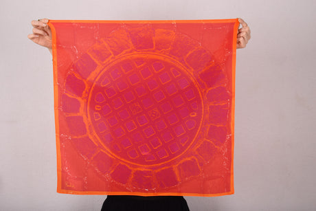 Artist Scarf. Silk Crepe-de-Chine 68X68 cm. "KB-Happy" By Jens Raadal - Tone Barker Silk