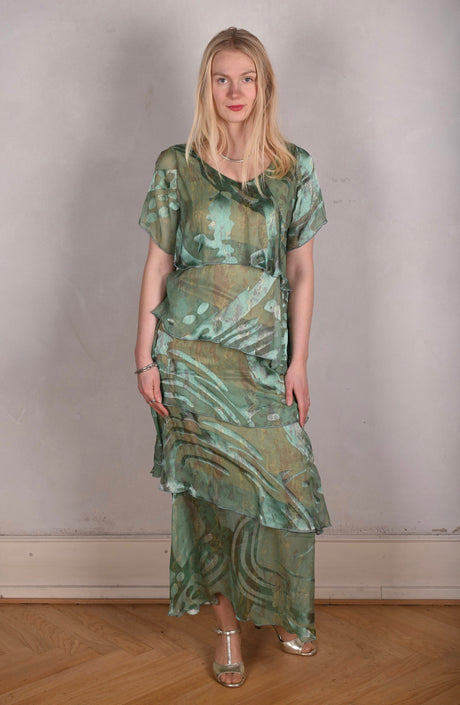 San-Frida The magic dress in spring/summer version. Print: "Sea-mar" - Tone Barker Silk