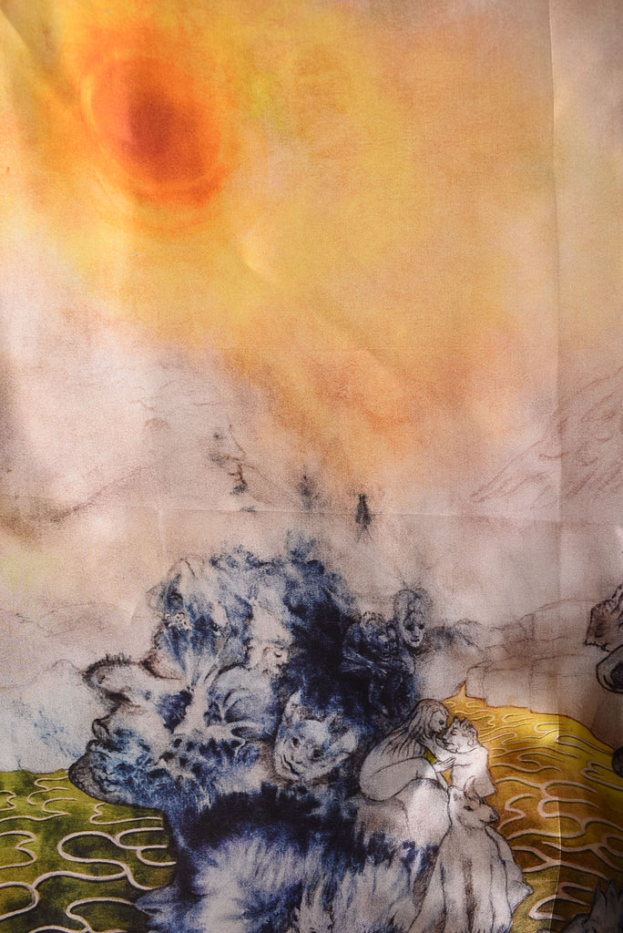 Artist Scarf. Silk Satin 70X70 cm. Boje Barker "Fantasy" - Tone Barker Silk