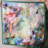 Artist Scarf. Silk Satin 70X70 cm. "Angel, Green"