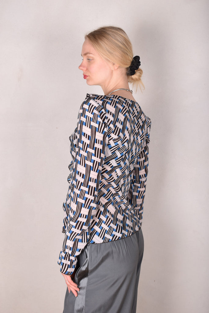 Palma - Silk shirt with Volant, Print:  "Blasket" (by Boje Barker) - Tone Barker Silk