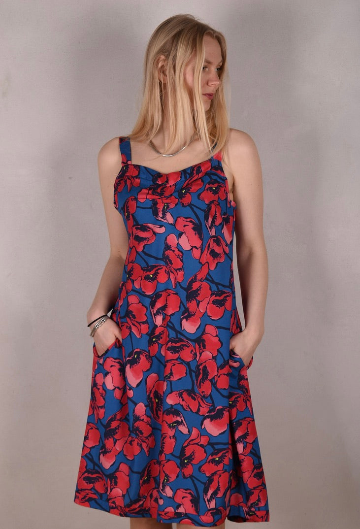 Paloma. Summer dress with pockets + adjustable shoulder straps "Pal-pop" - Tone Barker Silk
