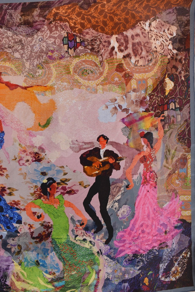 Artist Scarf. Silk Crepe-de-Chine 70X70 cm. "Danceband" by Nulle Oigaard - Tone Barker Silk