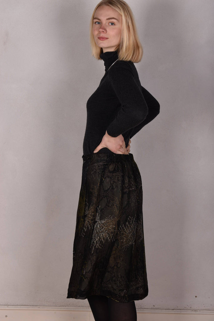 Monadou, Silk skirt in two layers, reversible ("Bluweed/Snake") - Tone Barker Silk