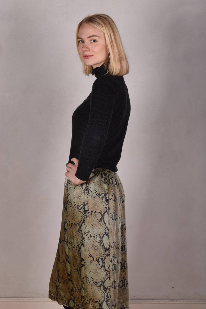 Monadou, Silk skirt in two layers, reversible ("Bluweed/Snake") - Tone Barker Silk