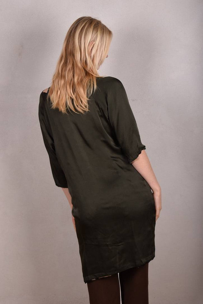 Reversible Silk dress "Tessa" Print combination "Camofleur/Dark" - Tone Barker Silk