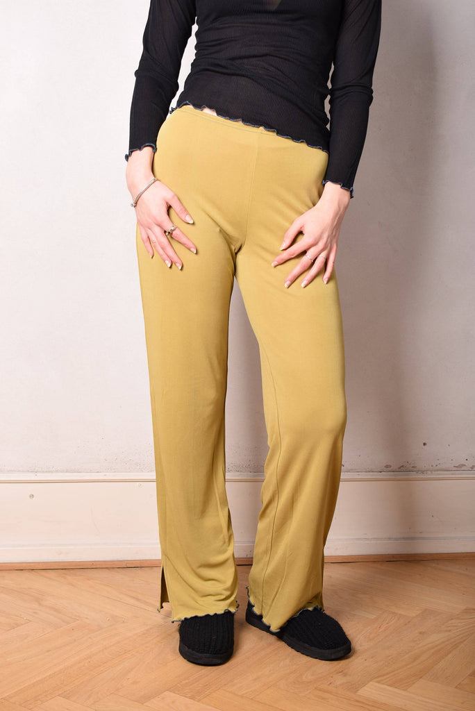 Angel. Pants in 100% silk jersey, heavy quality. Olive - Tone Barker Silk