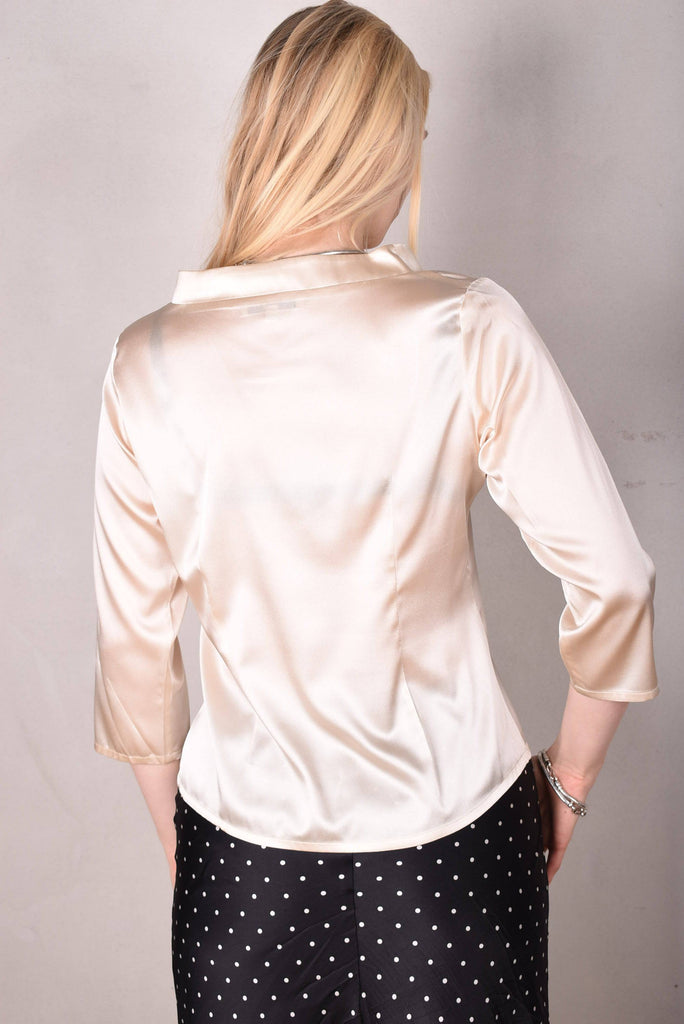 Audrey. Silk satin stretch top, classic style. "Cream" - Tone Barker Silk