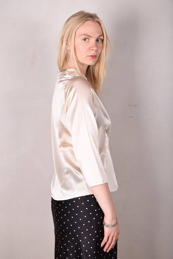 Audrey. Silk satin stretch top, classic style. "Cream" - Tone Barker Silk