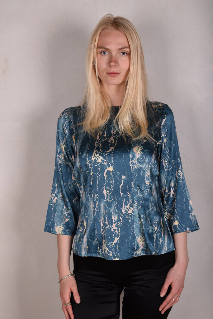 Audrey. Silk stretch top, classic style. (Marblelite) - Tone Barker Silk