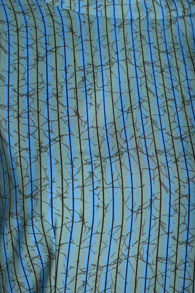 Audrey. Silk stretch top, classic style. Print "Green-stripe" - Tone Barker Silk