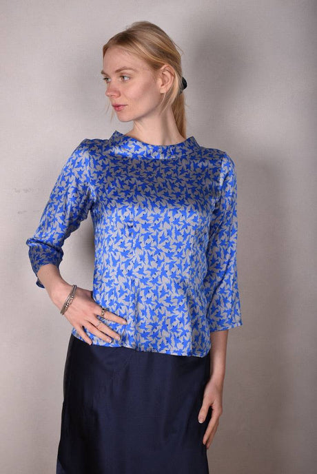 Audrey. Silk stretch top, classic style. (Silverbird) - Tone Barker Silk