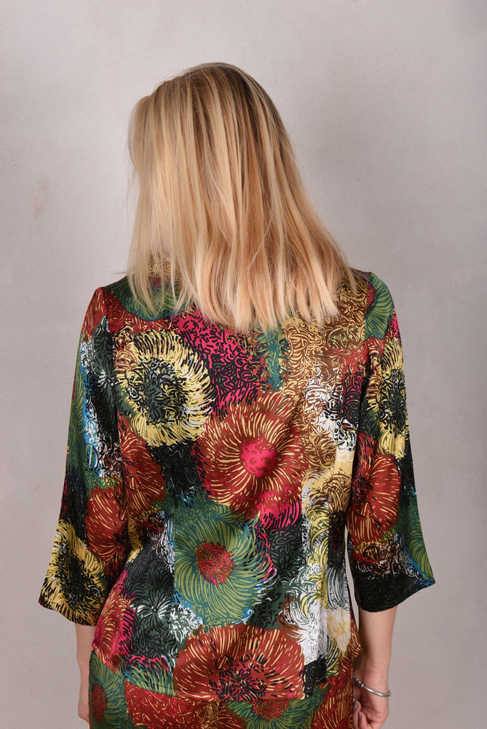 Audrey. Silk stretch top, classic style. (Swirl) - Tone Barker Silk