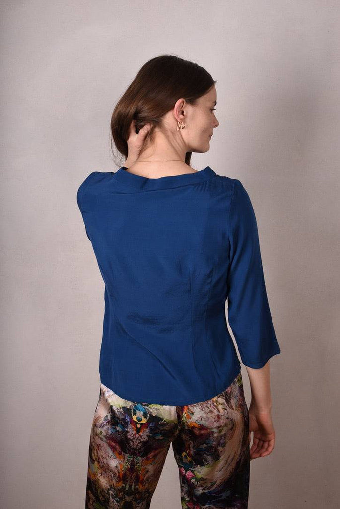 Audrey. Silk stretch top, classic style. (Trueblue) - Tone Barker Silk