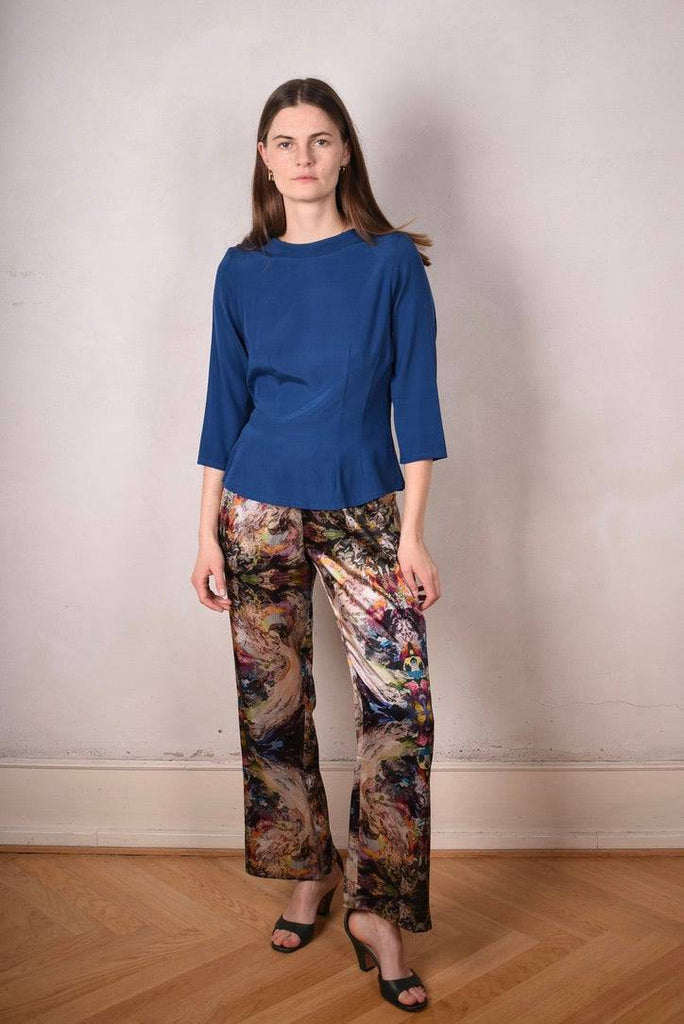 Audrey. Silk stretch top, classic style. (Trueblue) - Tone Barker Silk