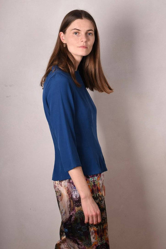 Audrey. Silk stretch top, classic style. (Trueblue) - Tone Barker Silk