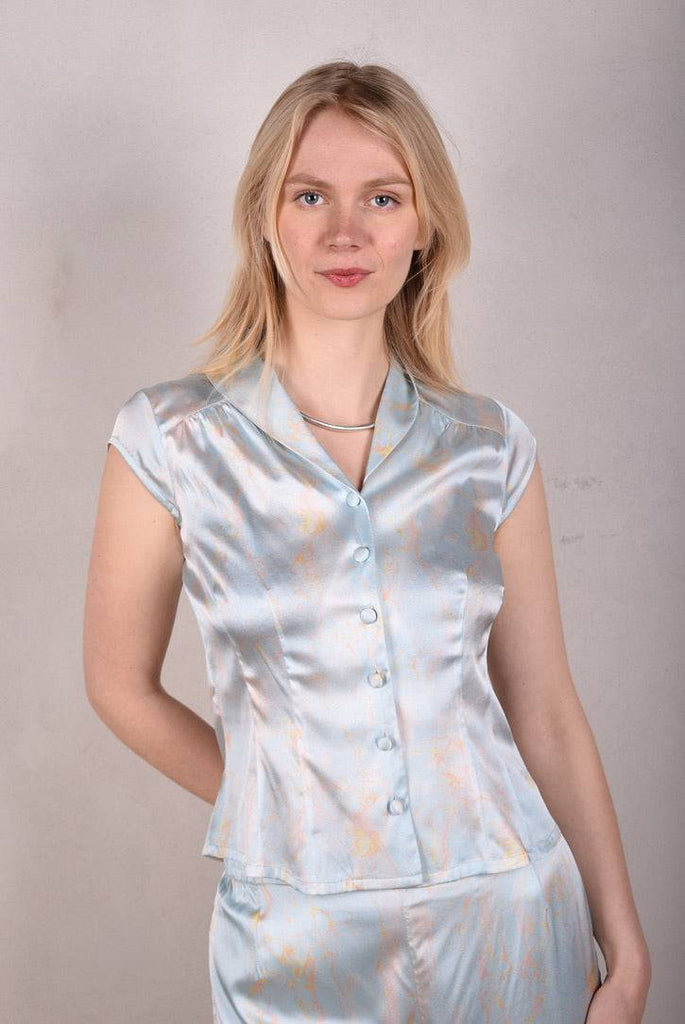 Sif. Short sleeve stretch silk blouse "Lightly" - Tone Barker Silk