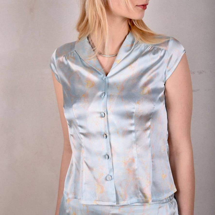Sif. Short sleeve stretch silk blouse "Lightly" - Tone Barker Silk