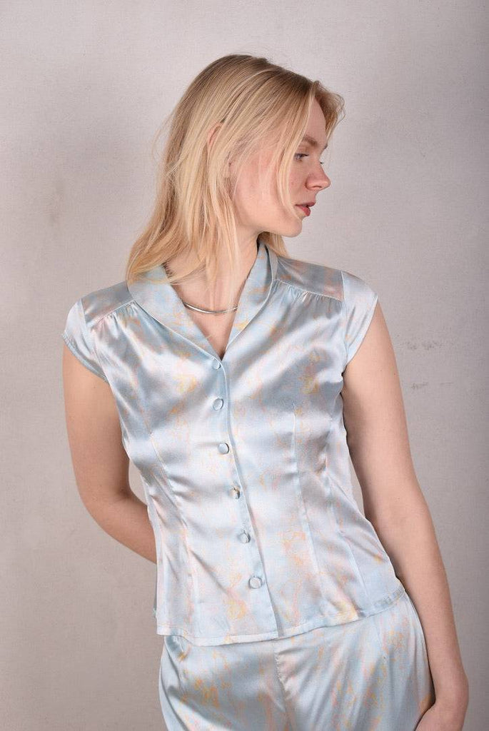 Sif. Short sleeve stretch silk blouse "Lightly" - Tone Barker Silk