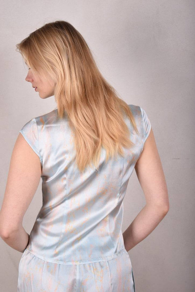 Sif. Short sleeve stretch silk blouse "Lightly" - Tone Barker Silk
