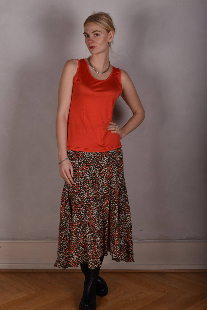 Tankie. Sleeveless top in 100% silk jersey. Col.: "Orange" - Tone Barker Silk
