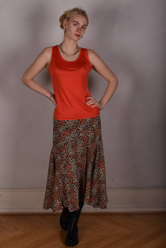 Tankie. Sleeveless top in 100% silk jersey. Col.: "Orange" - Tone Barker Silk