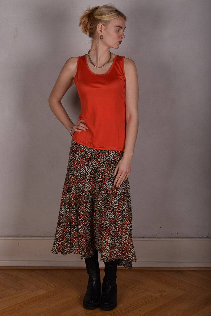 Tankie. Sleeveless top in 100% silk jersey. Col.: "Orange" - Tone Barker Silk