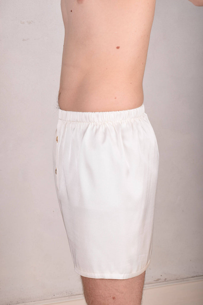 Boxer-Man Stretch silk shorts. Col: "Off-white" - Tone Barker Silk