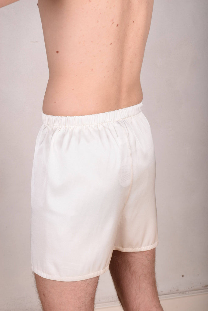 Boxer-Man Stretch silk shorts. Col: "Off-white" - Tone Barker Silk