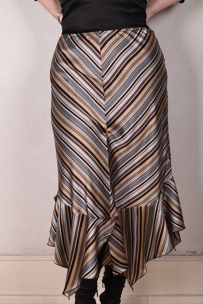 M.BARKER Silk skirt cut on bias "M.B. Stripe" - Tone Barker Silk